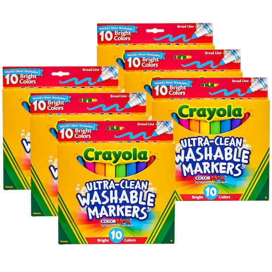 Crayola® Color Max Ultra-Clean Washable Bright Broad Line Markers, 6 Packs of 10